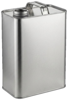 1 gallon F-Style Tin (IP-TF128D) - approx. 3.785L tinplate steel can with wire handle, 1 3/4" Delta opening 128 oz / gallon F-style tin, part no. IP-TF128D, 4 litre tinplate steel can with wire carry handle
