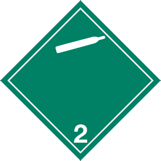 Compressed Gas placard, Dangerous Goods class 2.2 Placard, green 2 hazmat diamond