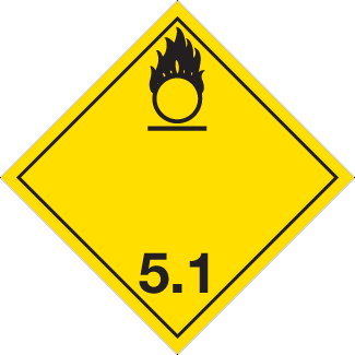 Oxidizer Placard, Dangerous Goods class 5.1 Placard, yellow class 5.1 hazmat diamond