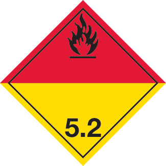 Organic Peroxide Placard, Dangerous Goods class 5.2 Placard, red yellow class 5.2 placard